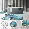 4Pc Dragonfly Shower Curtain Sets with Non-Slip Rug,Toilet Lid Cover and Bath Mat,Pink Lianhua Shower Curtain Sets with 12 Hooks