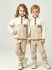 Autumn Kids Clothing Set Toddler Boys Girls Soft Polar Fleece 2Pcs Outfit Stand Collar Color Block Pullover Jogger Pants