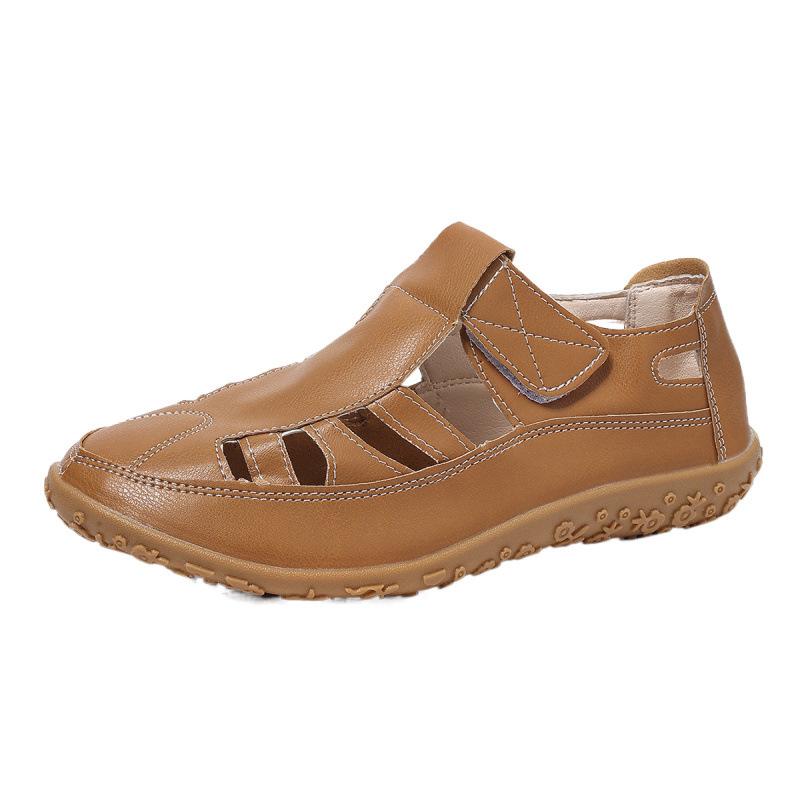 Large Size Summer Handmade Vintage Roman Sandals Soft Sole Mom Shoes Velcro Casual Sports Sandals Foreign Trade