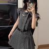 Summer new French temperament celebrity high-end polka dot sleeveless dress women's waist and thin short skirt