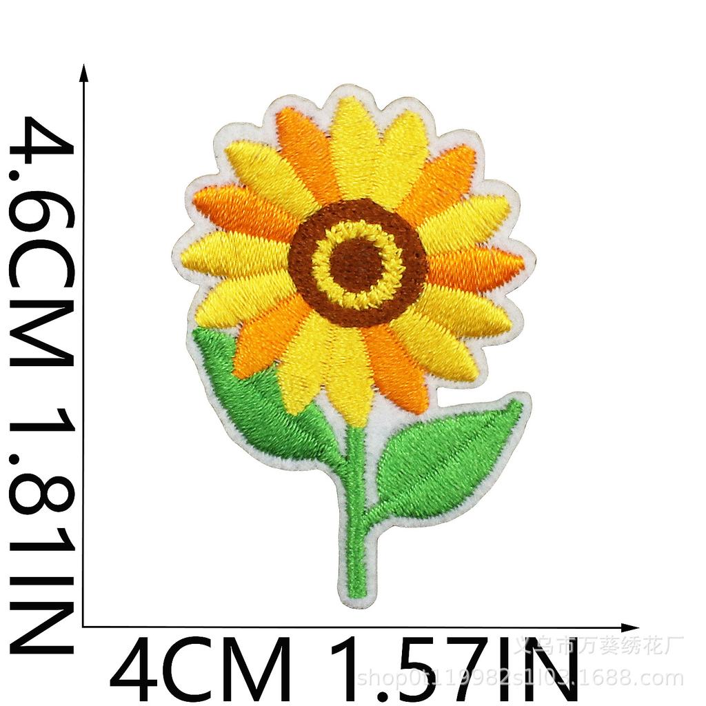 Small Daisy Embroidery Cloth Sticker Cartoon Peony Flower Bag Decoration Computer Embroidery Beautiful Small Red Flower Patch Ironing