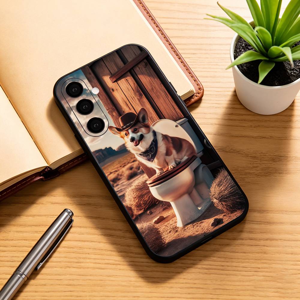 

corgi Lovely Phone Case Black Silicone Soft For Samsung Galaxy A73,A72,A71,A70,A53,A52,A51 Samsung a53 5g