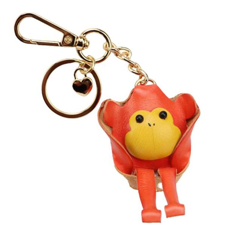 First Layer Cowhide Little Monkey Pendant Car Keychain Leather Rope Bag Pendant Accessories Zodiac Gifts