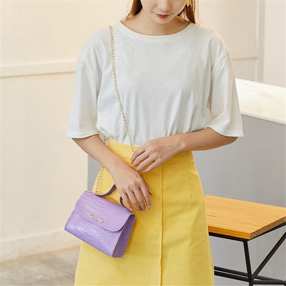 

Trendy Pure Color Ladies Messenger Bags Crossbody Bags Chain Handbags Shoulder Bags