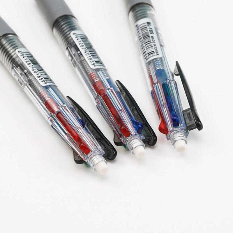 1Pc  4-color Ballpoint Pen + Pencil, Press Multi-color Ballpoint Pen 5 In 1 Multi-function Writing Pen Office Supply