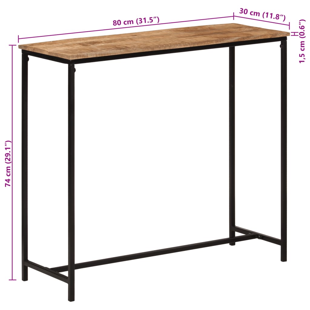 Console Table 80x30x74 cm Solid Mango Wood and Iron