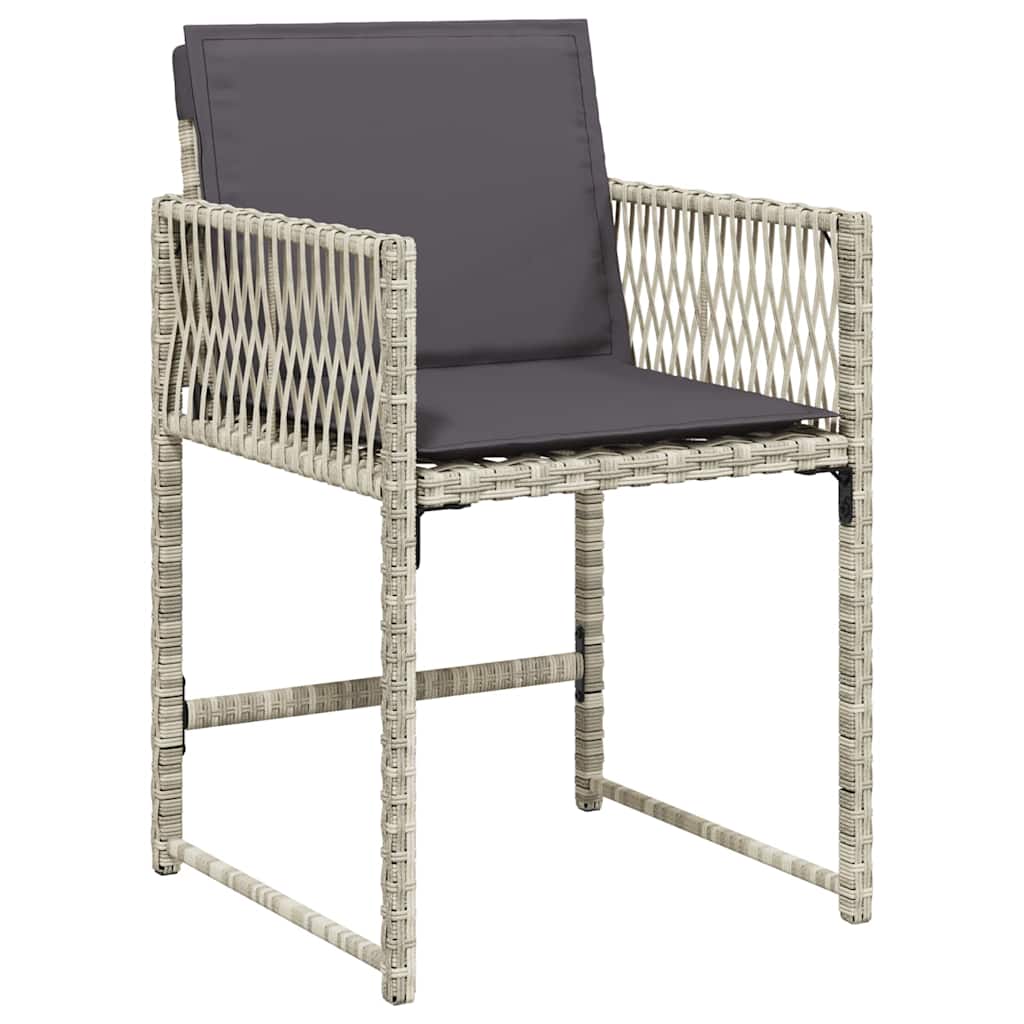 Garden Dining Set 9 pcs Light Grey Poly Rattan
