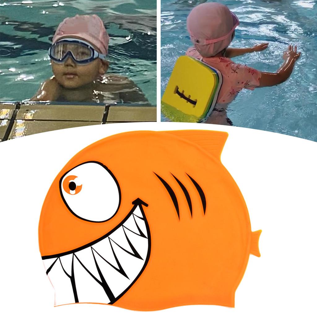 Haiförmige Schwimmkappe Schwimmhut Niedlich Schutz Badekappe Schwimmzubehör Bequem Hohe Elastizität Einfach Anzuziehen