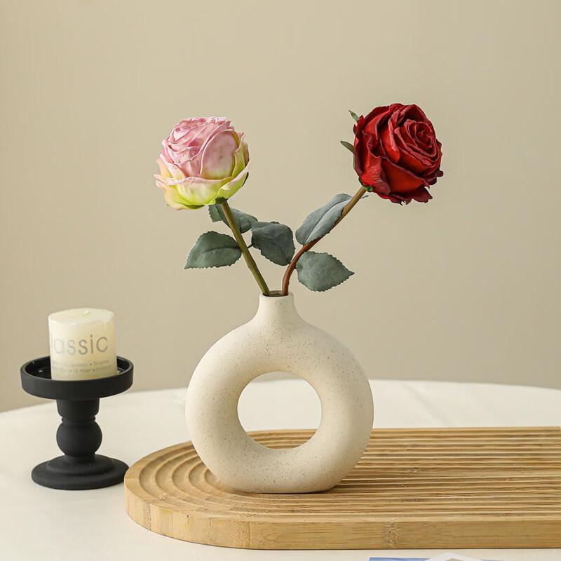 Tengyu Ceramic Vase & Artificial Flower 3-Piece Set