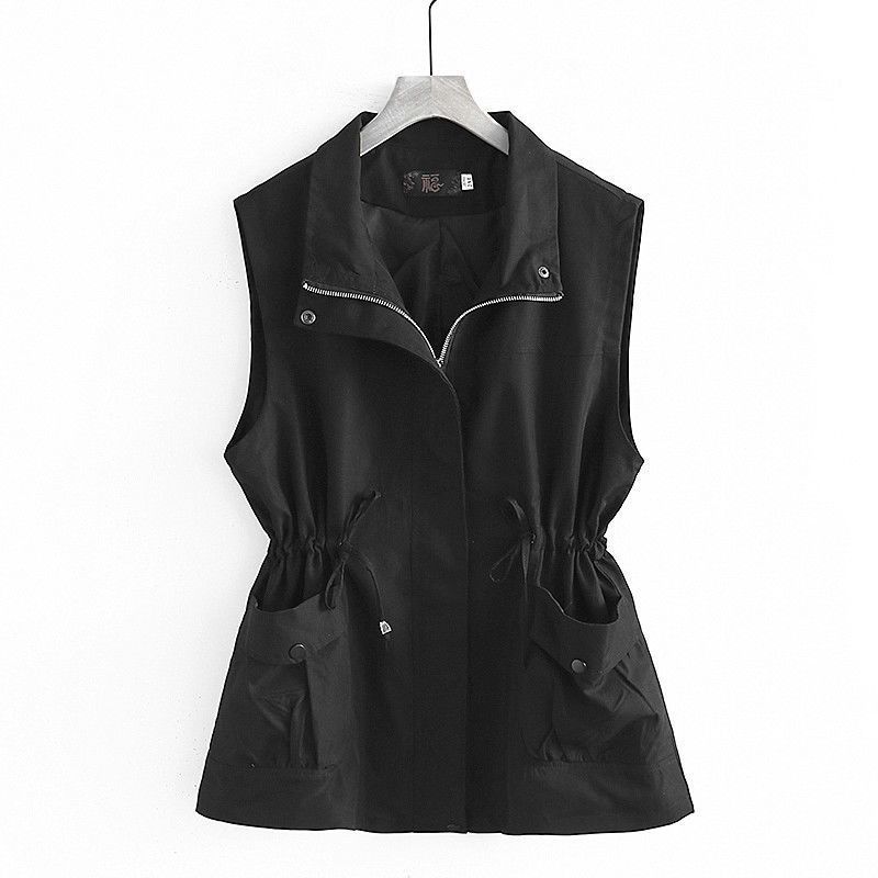 

Весенне-осенний женский повседневный короткий жилет-жилет S чёрный