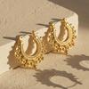 European Chic Geometric Horseshoe Crown Earrings - Elegant, Simple, Stainless Steel Design