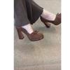Height-increasing super soft retro Mary Jane shoes high heels round head light mouth bow French single shoes