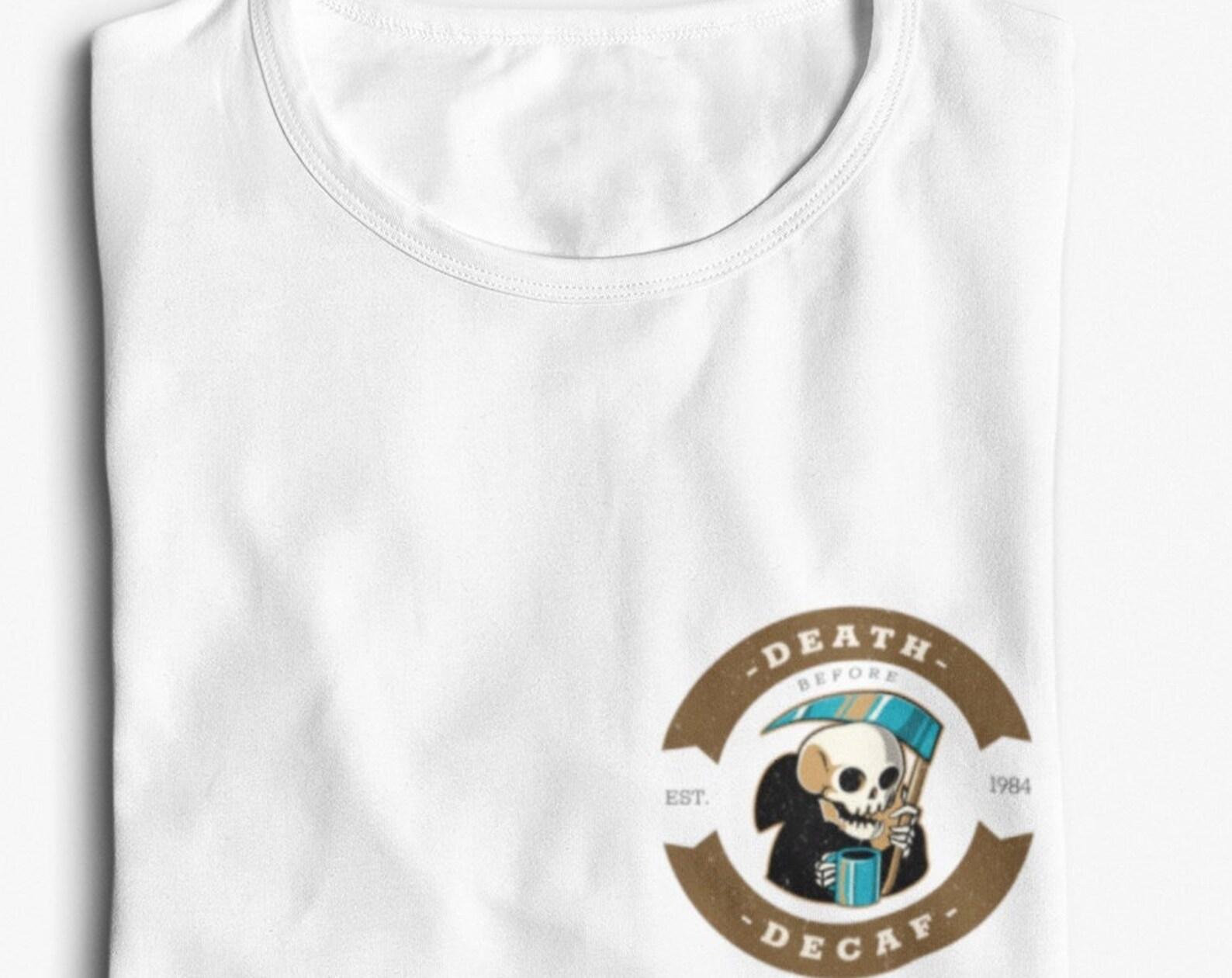 The Death T shirt / Decaf Coffee T shirt / Death Decaf Coffee T shirt / Skeleton Coffee L