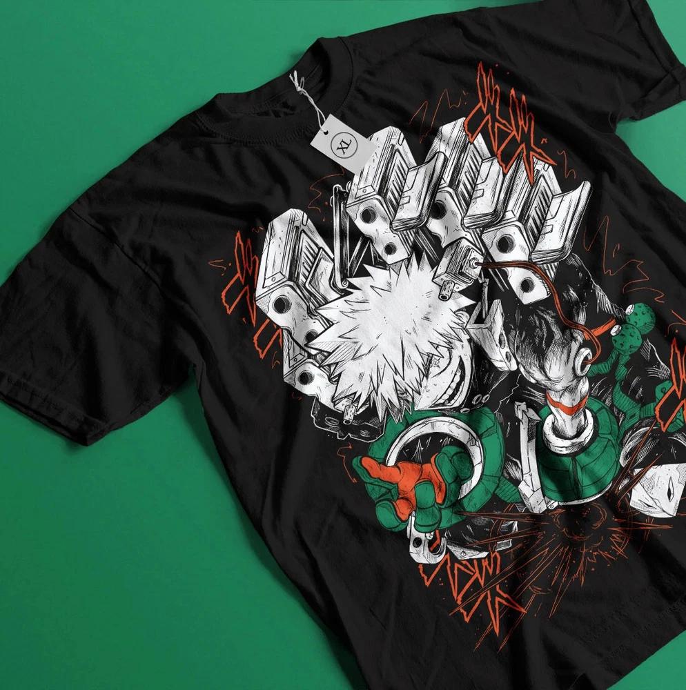 Anime Katsuki Bakugo My Hero Academia Bomb Hero Black TShirt Gift For Friends S