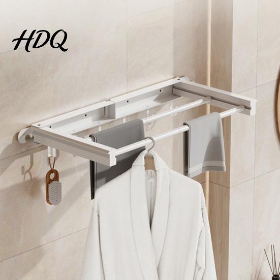 Pressure-resistant Clothes Rack Wall Hanger Foldable Drying Reinforced Material Mounted Laundry Clothing Double Pole