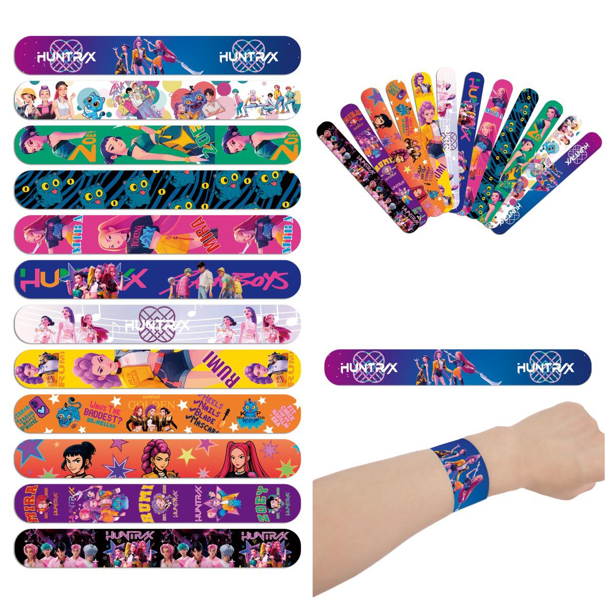Demon Hunter Kpop Kids Slap Bracelet - Anime Cartoon PVC Party Gift, KDA Neon
