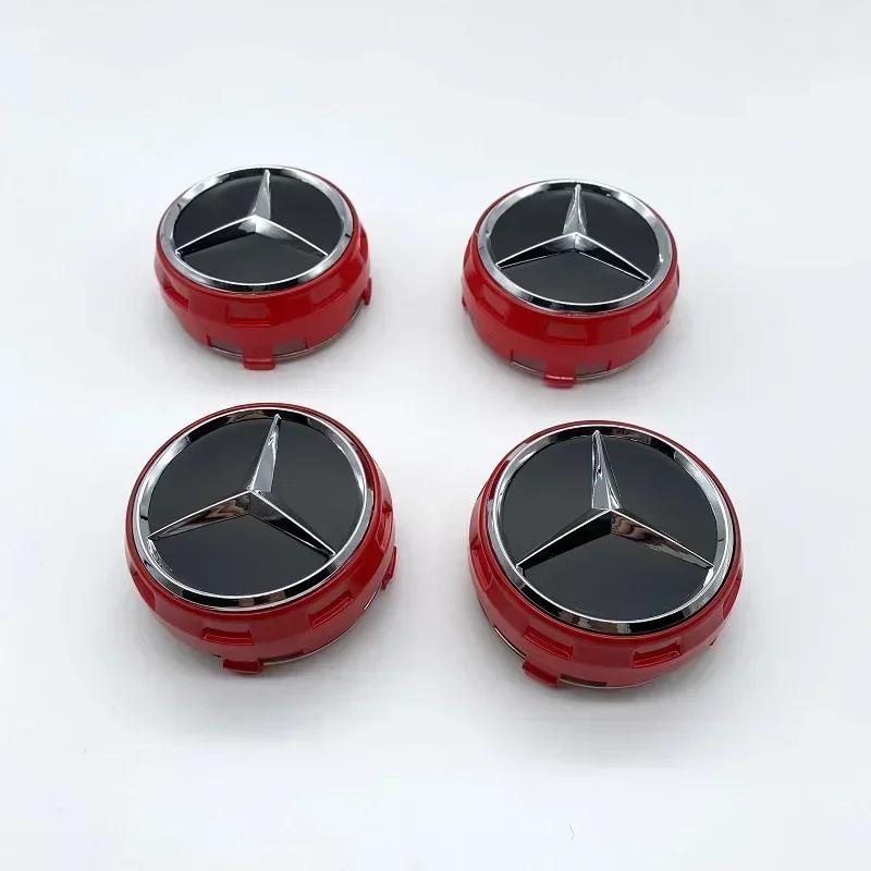WVWGI1 For Mercedes Benz New 4Pcs 75mm Car Styling Wheel Center Cap Hub Covers Badge Car Accessories For Mercedes Benz AMG C63 C43 E53