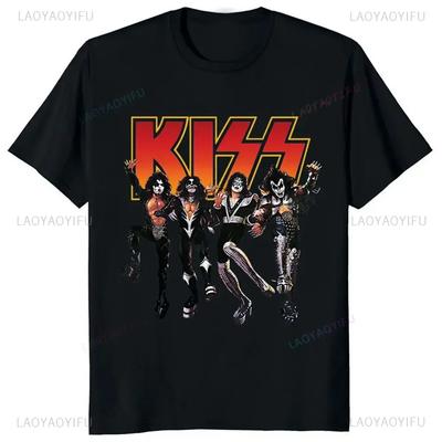 Kiss Band Herren- und Damenmode Musik Rock Top Harajuku Kurzarm Universalmuster Großes T-Shirt