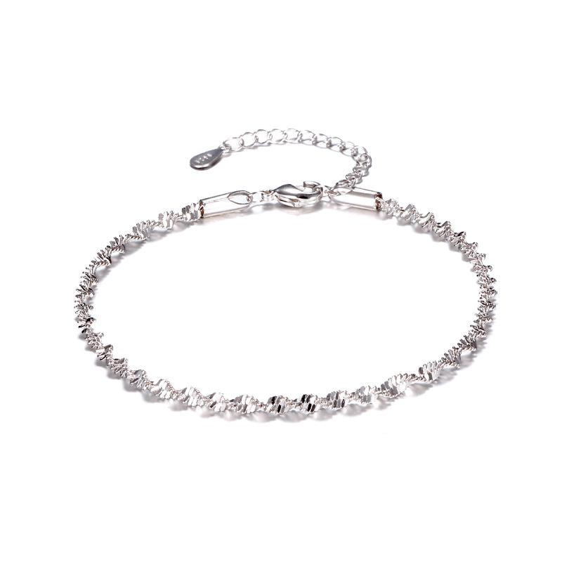 Qiaolanxuan Silver Plated Twisted Caterpillar Wave Bracelet - Women's Korean Fashion Jewelry
