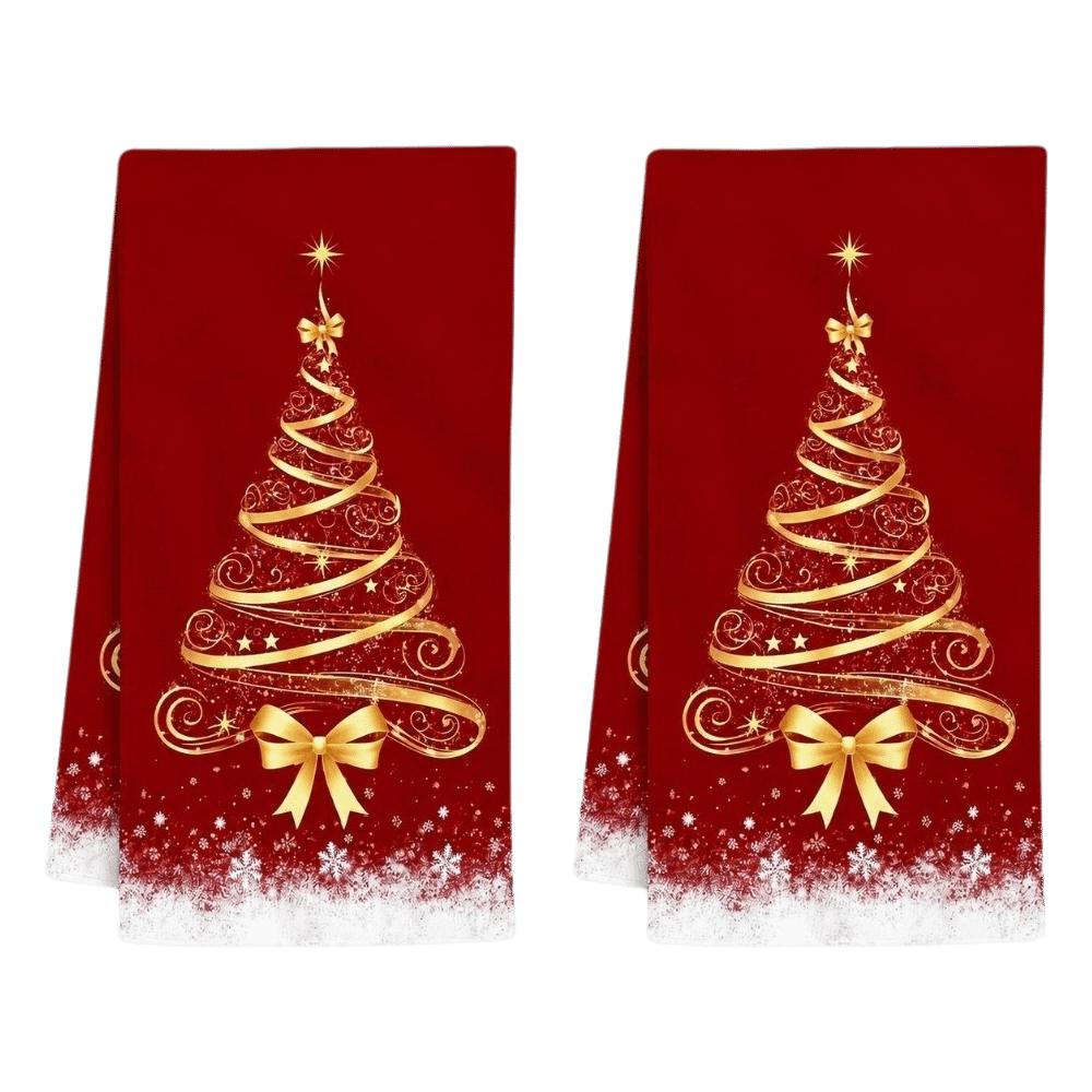 2pcs Santa Claus Xmas Hand Towels Reindeer Dish Towels Navidad Natal Cleaning Cloth Kitchen Decor