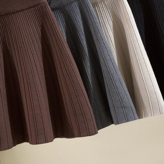 Spódnica skater jednolita kolorystyka wysoki stan damska spódnica A-line duży dół jesień zima spódniczka mini do noszenia na co dzień