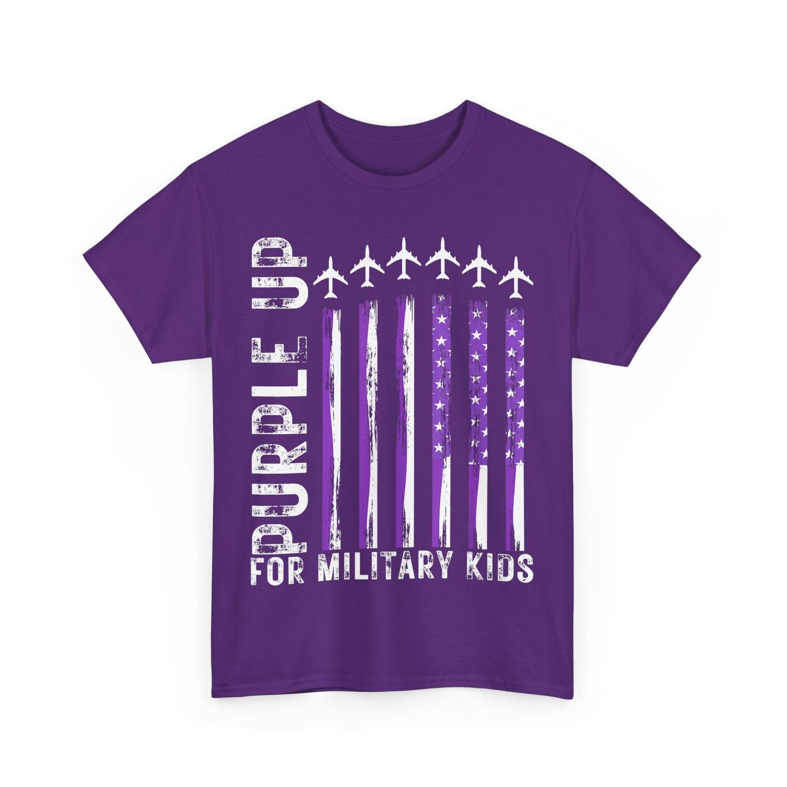 

Military Child Month Shirt, Purple Up For Military Flag T-Shirt Mens Womens Tees Top S