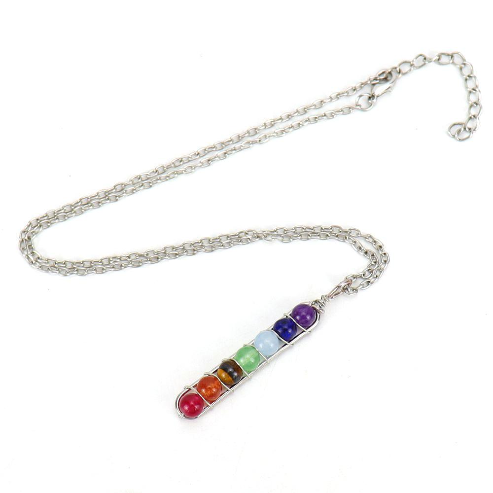 Hand-Wound Colorful Beaded Crystal Agate U-Shaped Pendant Necklace N122