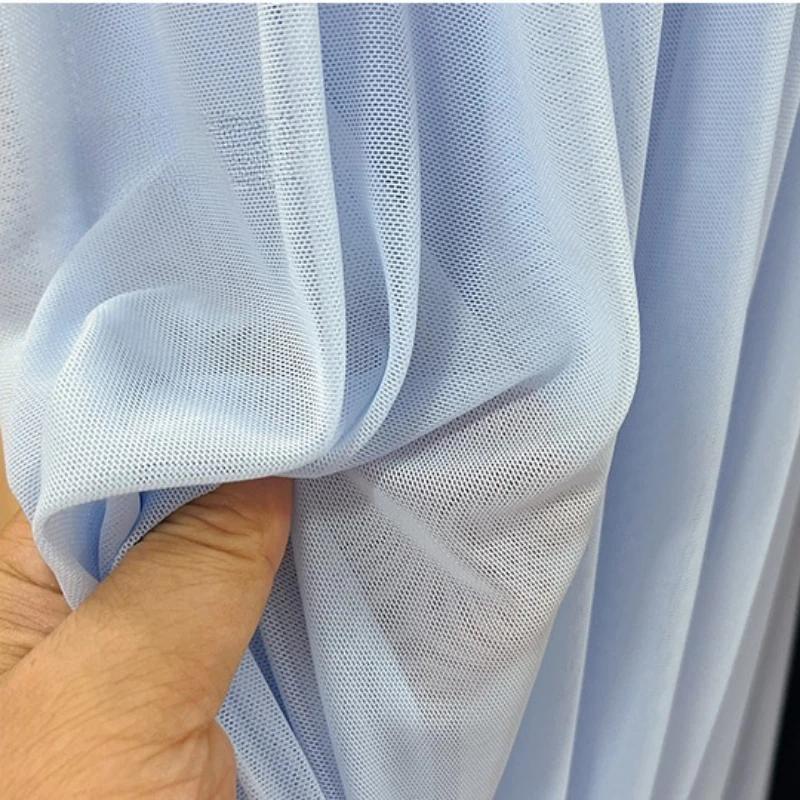 Wide 150cm Nylon Mesh Fabric Spandex High Elastic Dense Black White for DIY Sewing Lace Shirt Stockings