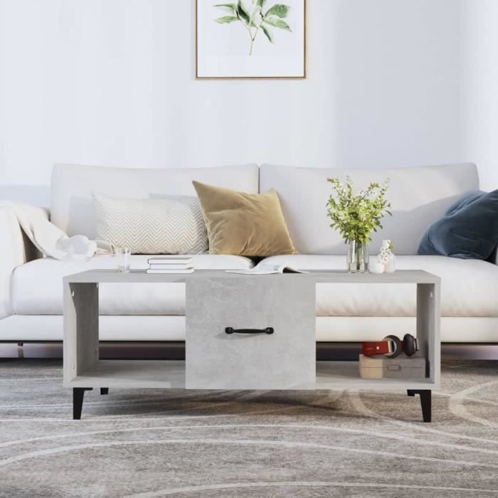 VidaXL Table basse Gris béton 102x50x40 cm Bois d'ingénierie 812703