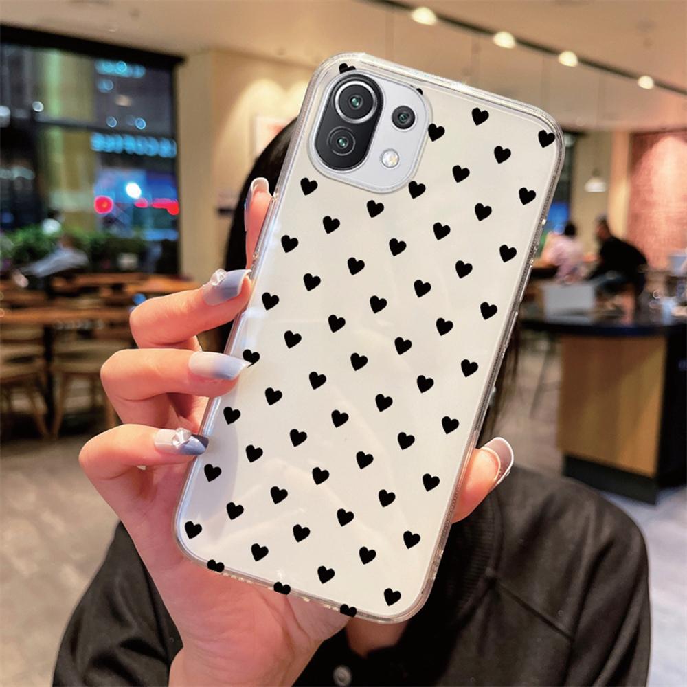 For Xiaomi Mi 14T 15T 13T 12T 10T 11T Pro 14 12 11 13 Lite 15 Note 10 Transparent Clear Cover TPU Silicone Heart Love Phone Case
