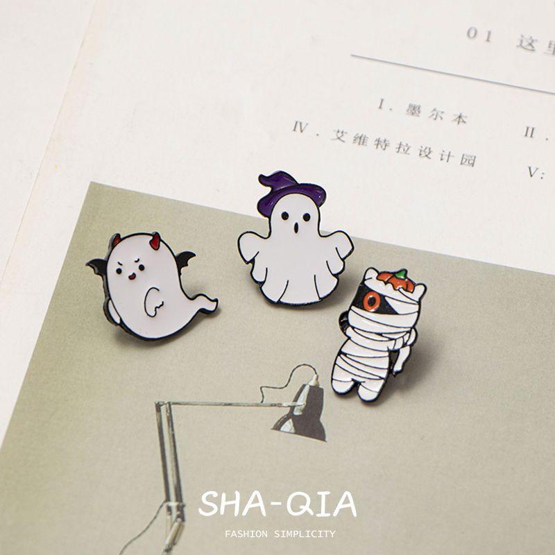 Halloween pumpkin ghost cartoon brooch couple cute metal badge cartoon ornament costume pendant