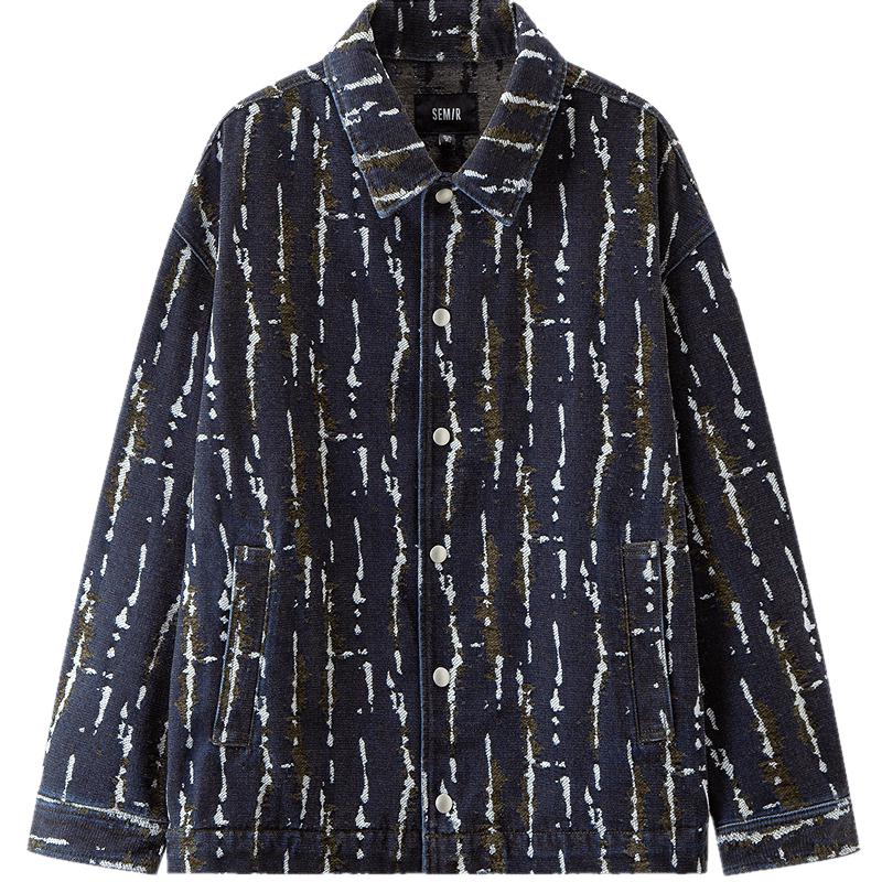 Semir Men's Retro Jacquard Denim Jacket