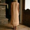 Ladies' Fashionable Casual Cotton And Linen Round Neck Sleeveless Dress