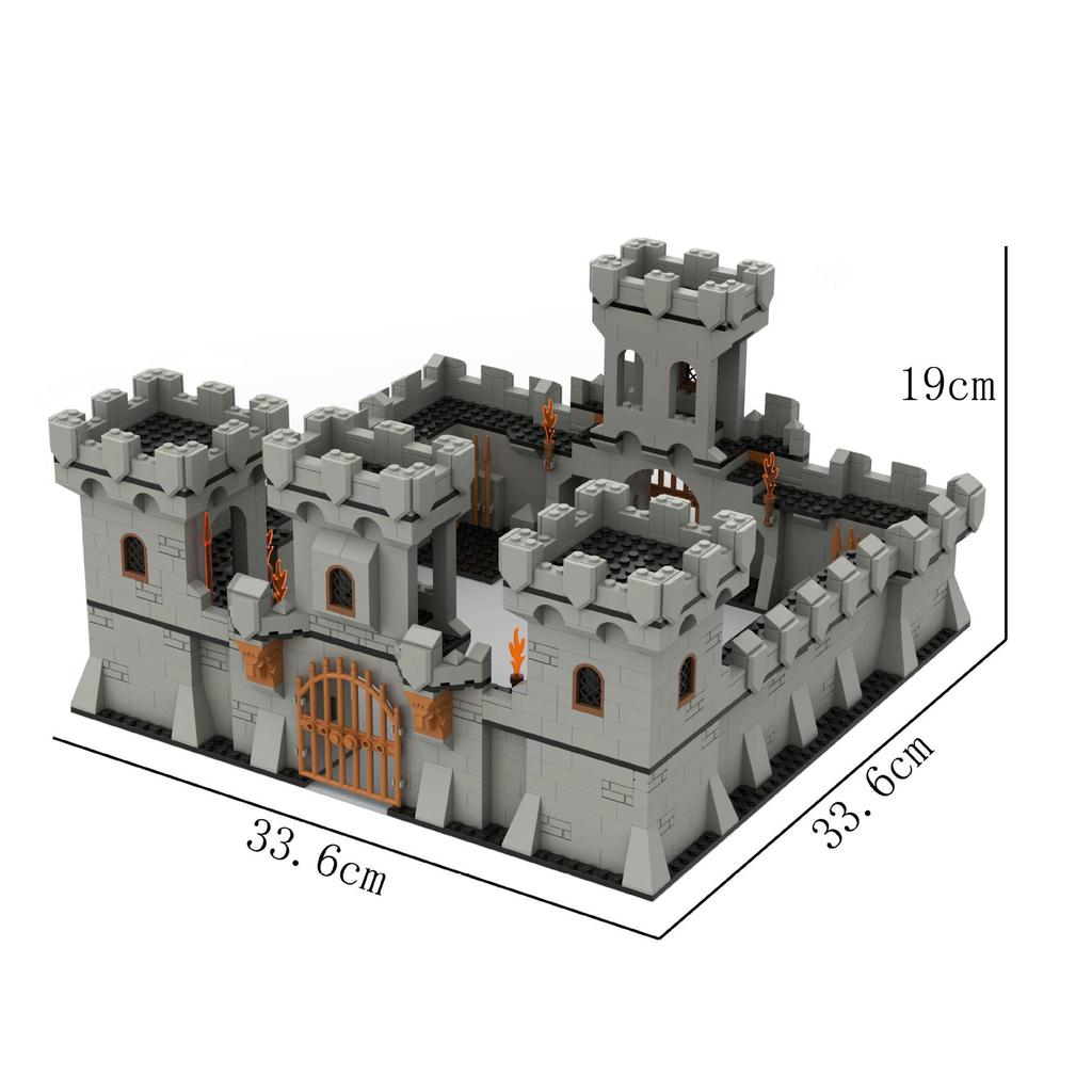 Medieval City Block Building Set - Interlocking Tower and Wall Scene Assembly