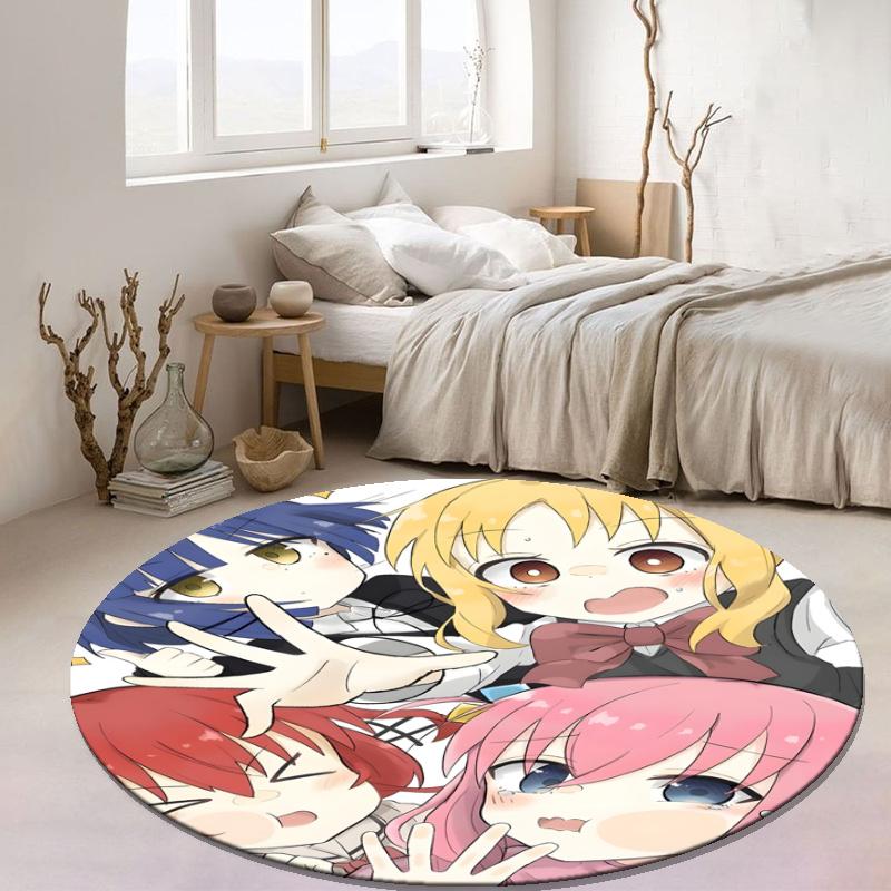 Customizable BOCCHI THE ROCK Round Non-Slip Carpet - Ideal for Garden, Picnic, Office, Perfect for Decoration, Suitable For All Seasons