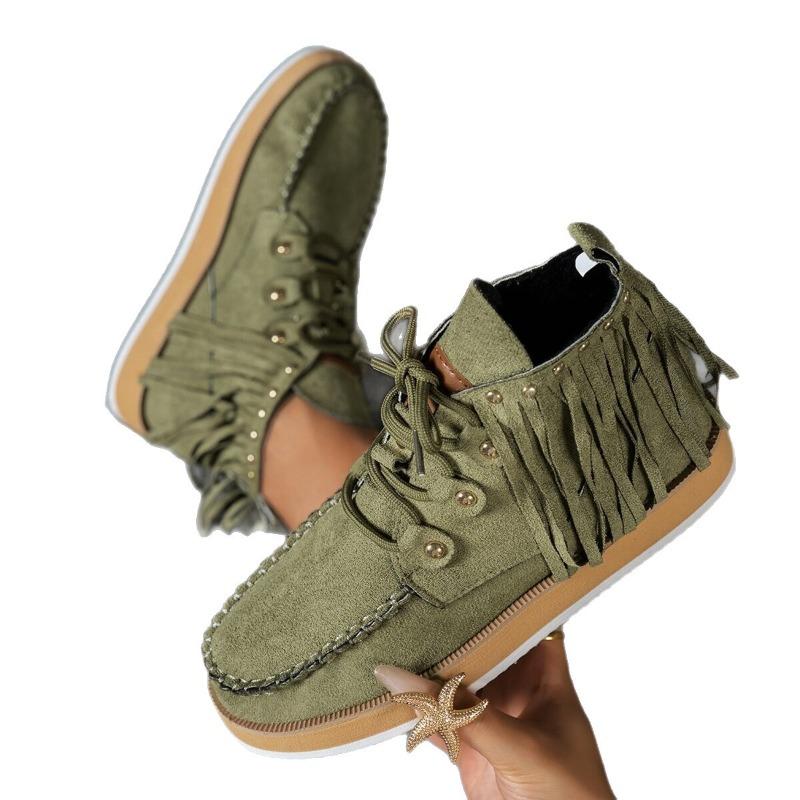 Dámské kotníkové boty s třásněmi široké šířky, vintage masivní podpatek martinky, evropský styl podzimní zimní kotníkové boty