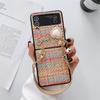 Luksus vintage vevd mønsterveske for Samsung Galaxy Z Flip 5 4 Z Flip 3 Square Pearl PU Brace Lanyard Cover for Samsung Galaxy Z Fold 5 3 Z fold 4