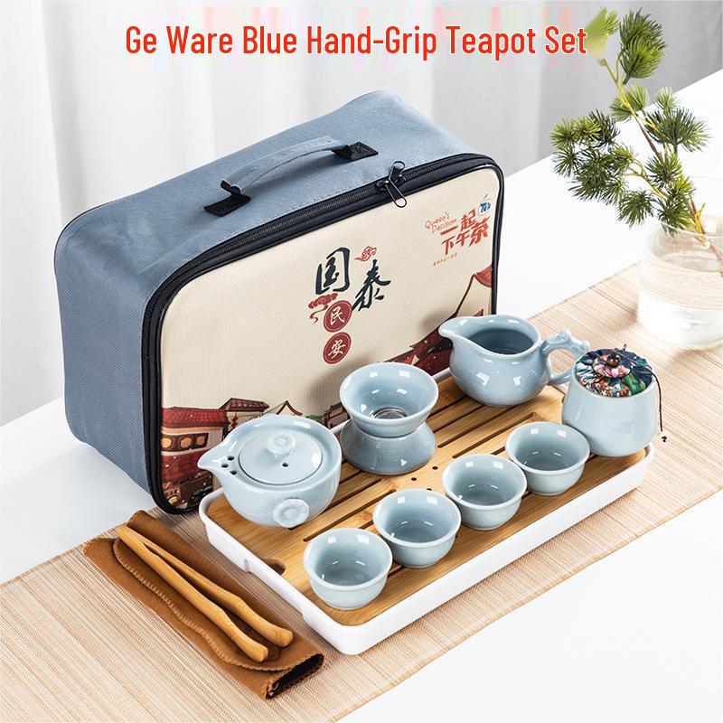 Ge Kiln Blue Portable Ceramic Kung Fu Tea Set