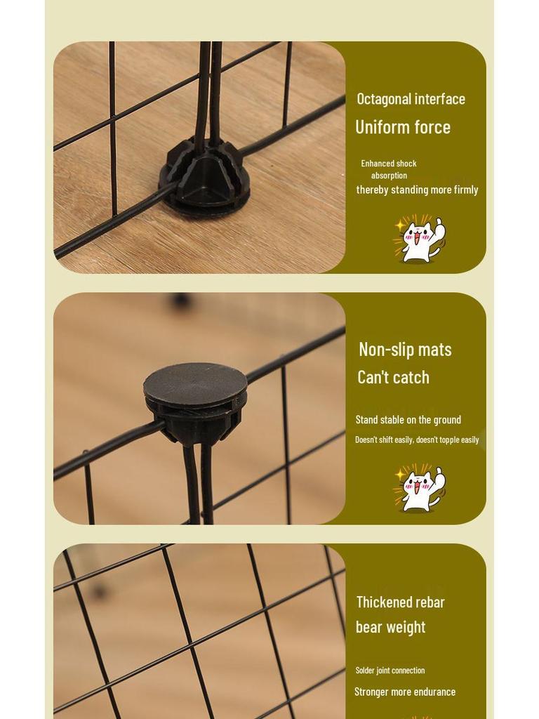 Pet Iron Mesh Detachable Fence: Indoor Gate, Isolation Guardrail, Escape-Proof, Easy Assembly