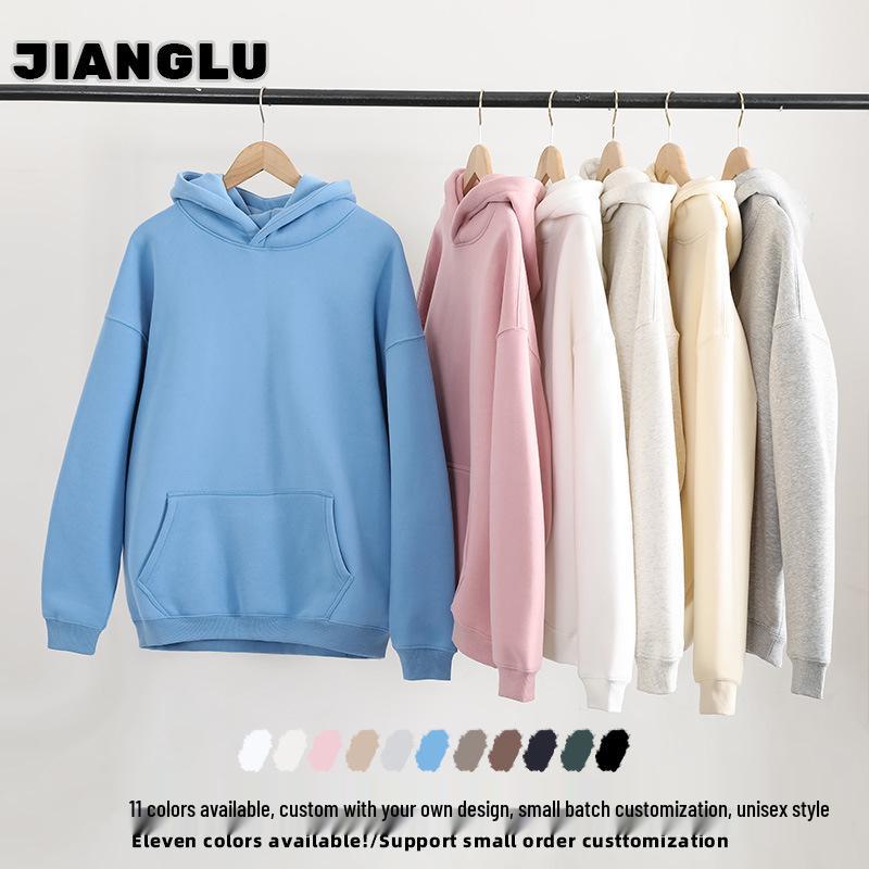 2025 Versatile Solid Color Loose Hooded Sweatshirt for Women - Korean Style Fleece Long Sleeve Jacket (Spring/Autumn)