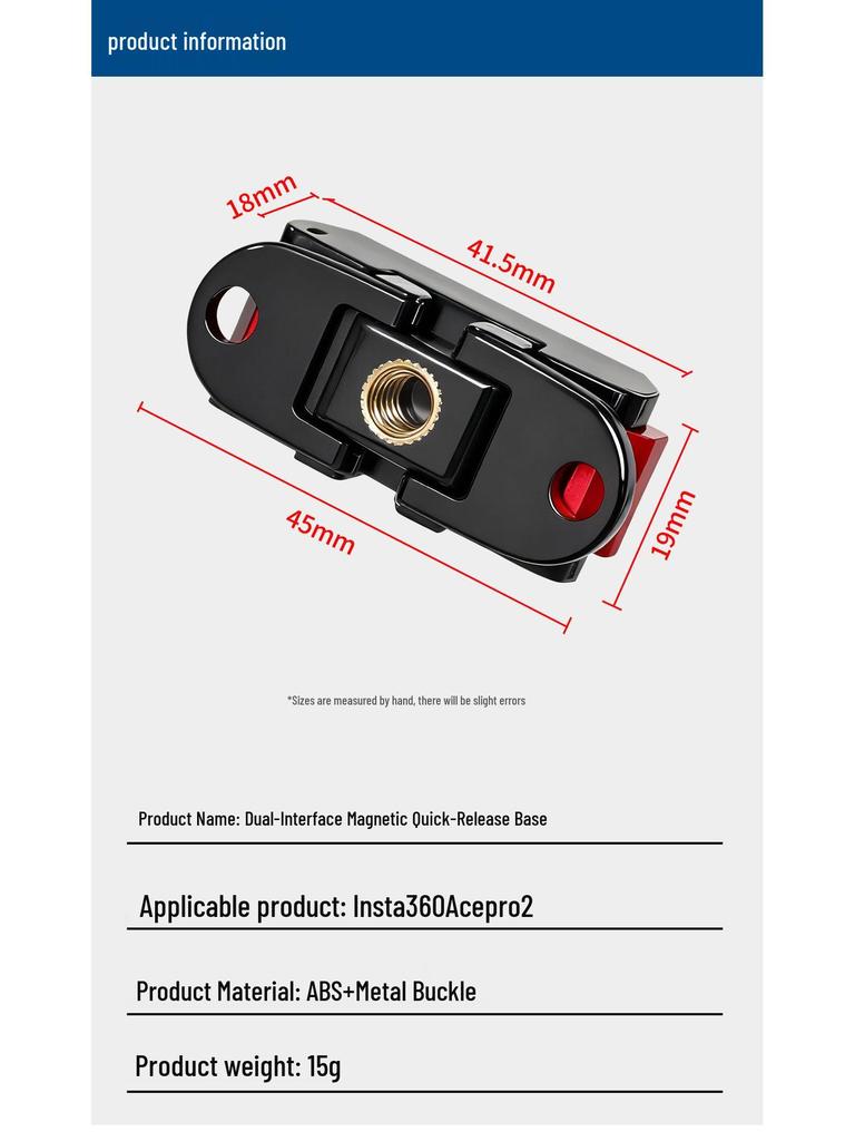 Aluminum Alloy Quick Release Base for Ace Pro2 Insta360 X5 Camera