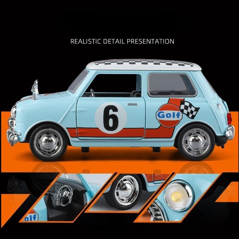 2026 Simulación 1/32 BMW Mini Modelo de Coche de Aleación Colección Juguete de Metal Vehículo Regalo de Cumpleaños Adorno de Decoración del Hogar con Sonido Luz Aleación Juguete para el Hogar