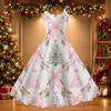 Damen Weihnachtsdruck Off-Shoulder Vintage Kleid