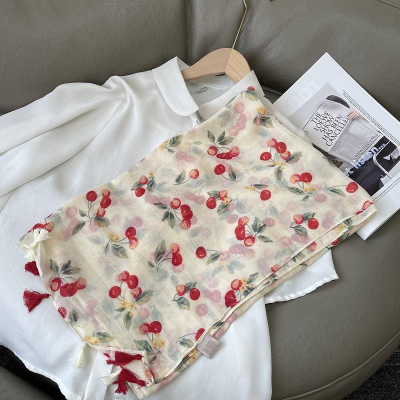 New Luxury Brand Lovely Floral Tassel Cotton Viscose Shawl Scarf Lady High Quality Soft Wrap Pashmina Stole Bufanda Muslim Hijab