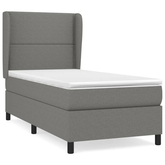 3127838 vidaXL Lit à sommier tapissier avec matelas Gris foncé 80x200 cm Tissu