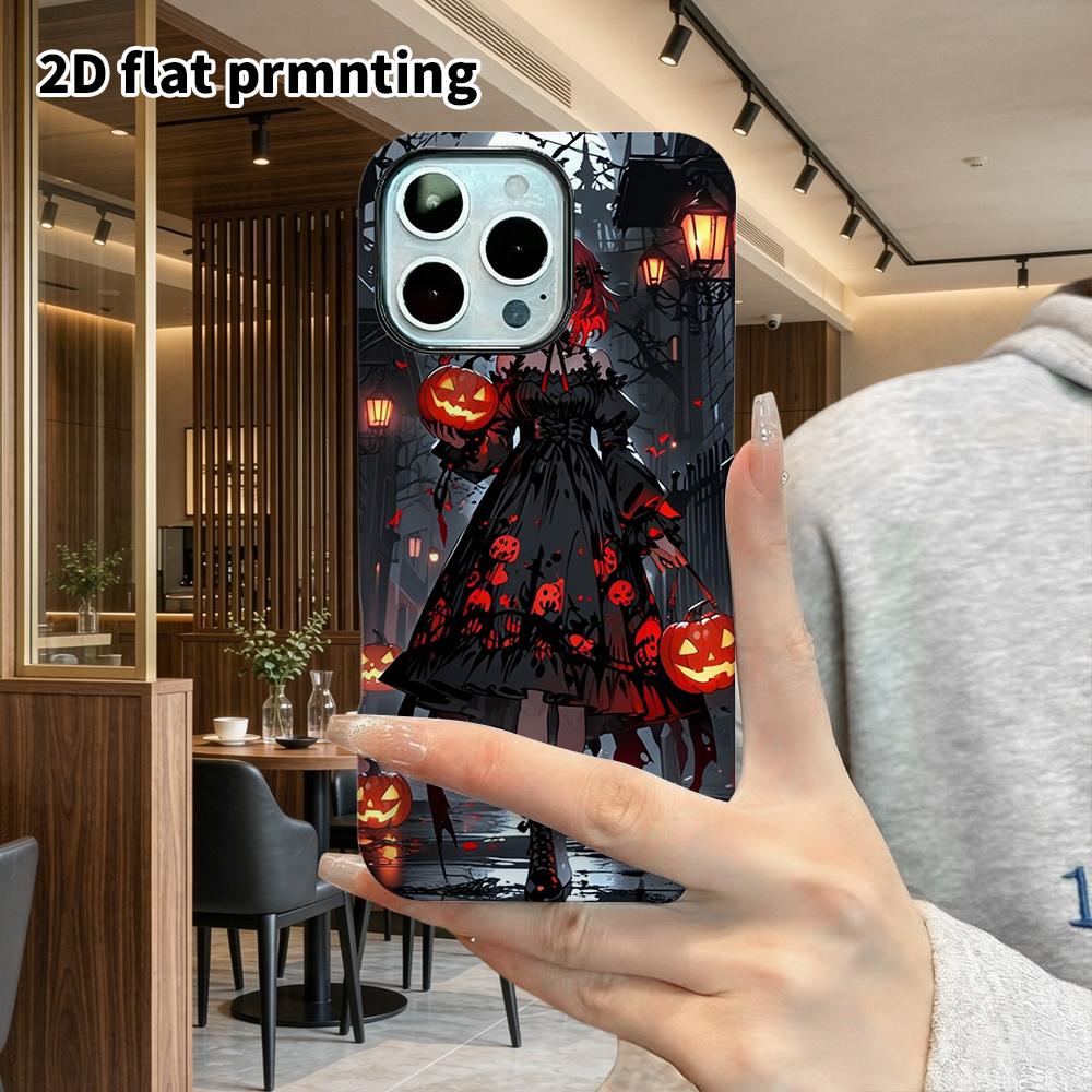 Phone Case: 2D flat design suitable for iPhone 18 17 16 15 14 13 Pro film protective case, couple style, pumpkin girl, Christmas and Halloween gifts