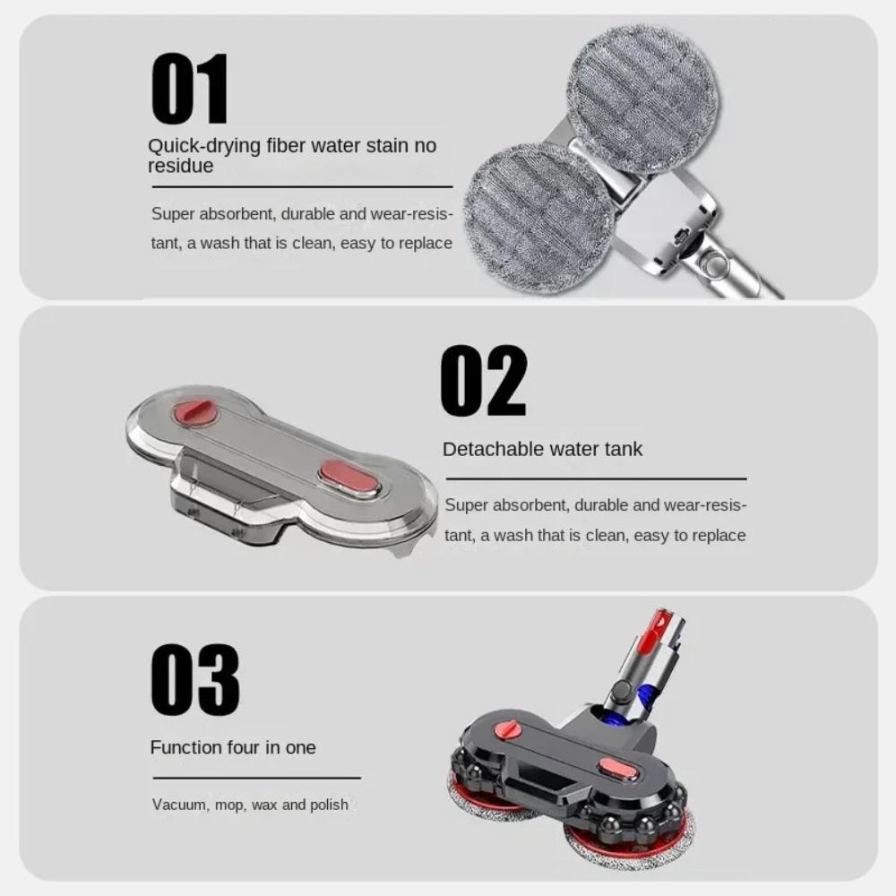 Elektrischer Wischmoppkopf für Dyson V7 V8 V10 V11 V15 G5 mit abnehmbarem Wassertank und Tuch