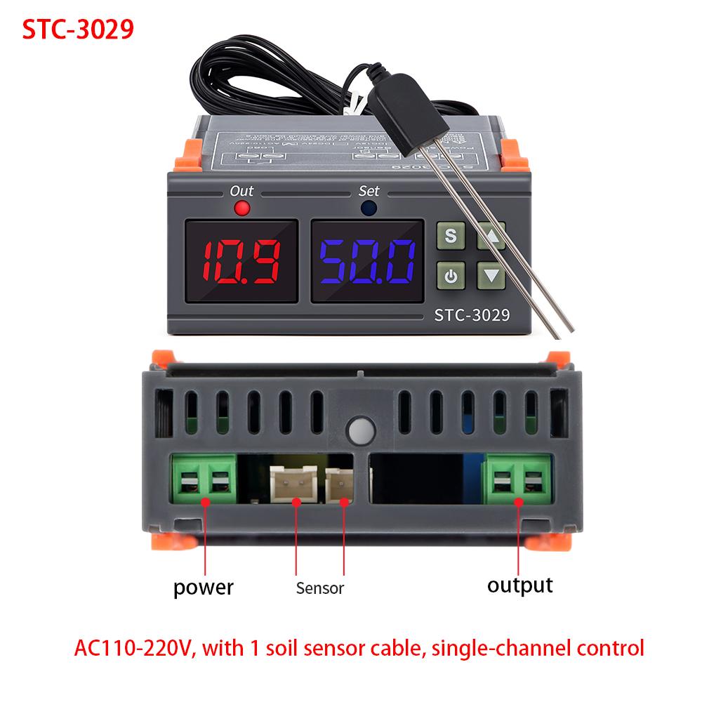 

Цифровой контроллер влажности почвы AC110V-220V Измеритель влажности почвы Гигрометр Садовые растения Влажность Терморегулятор STC-3030