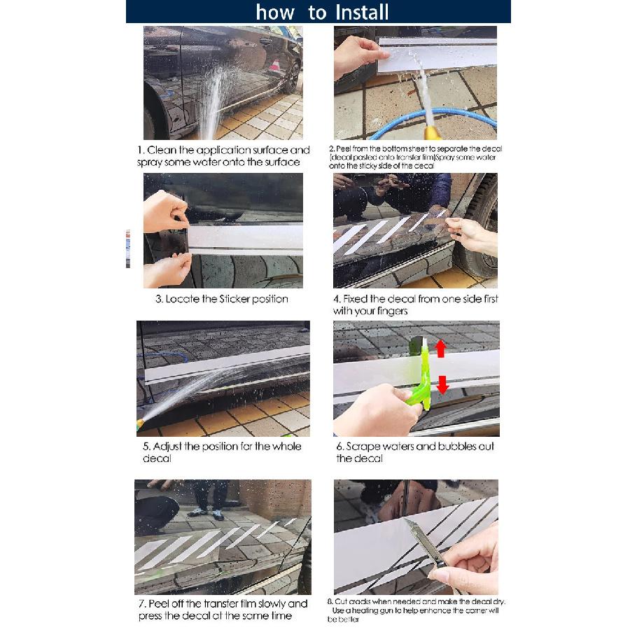 Autocollant de Voiture Chaud 2 Ensembles 4 Pièces Bande Vinyle pour Camion Rétroviseur Latéral Autocollant Carrosserie de Véhicule Accessoires Noir / Argenté 20 * 0.7cm