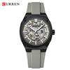 CURREN 8485 Men's Casual Waterproof Hollow Mechanical Watch with Rubber Strap
